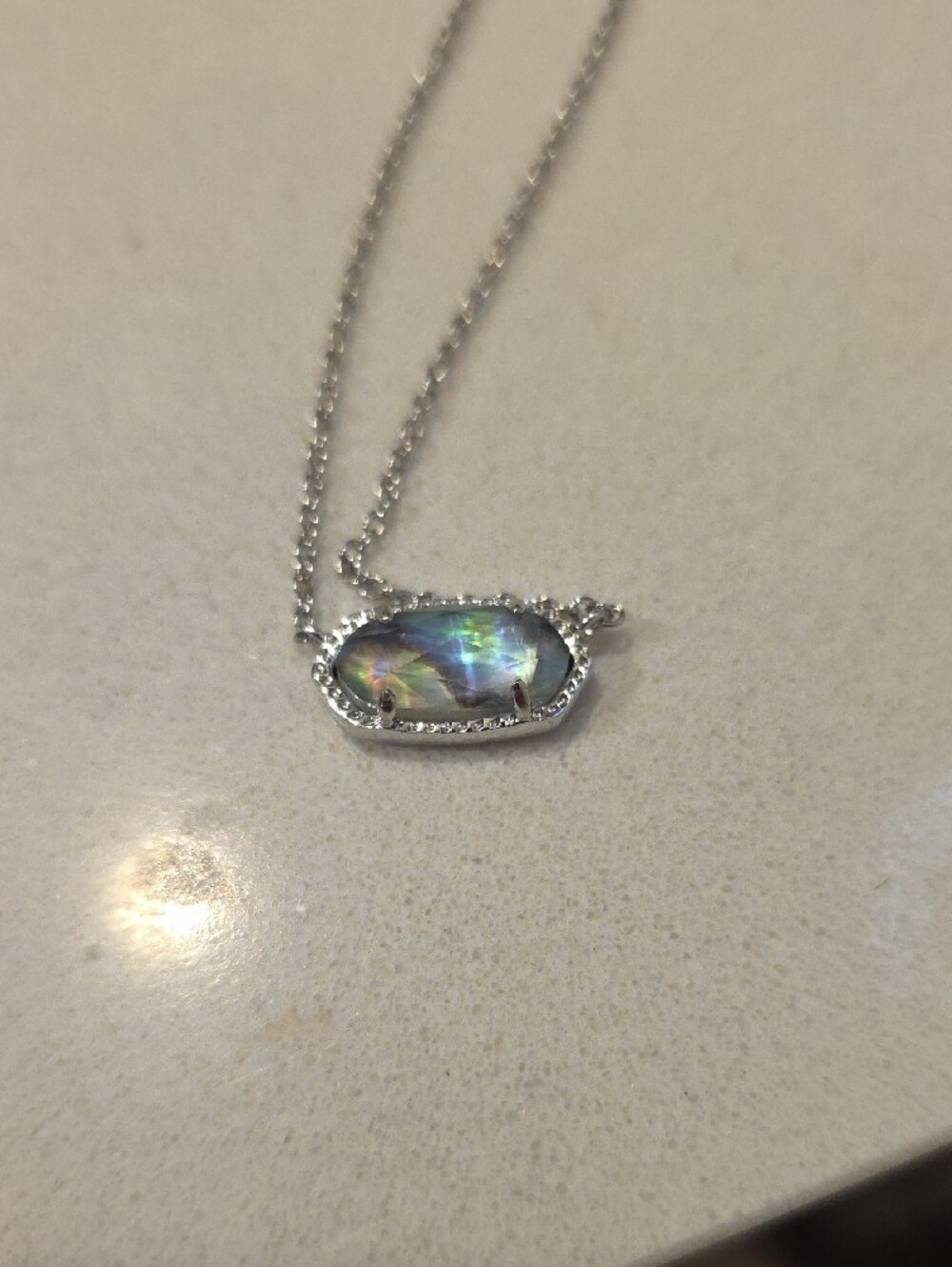 Kendra Scott Iridescent Elise Necklace - Silver with Multicolor Sheen - Picture 6 of 10